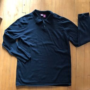 Lightweight cotton knit polo sweater